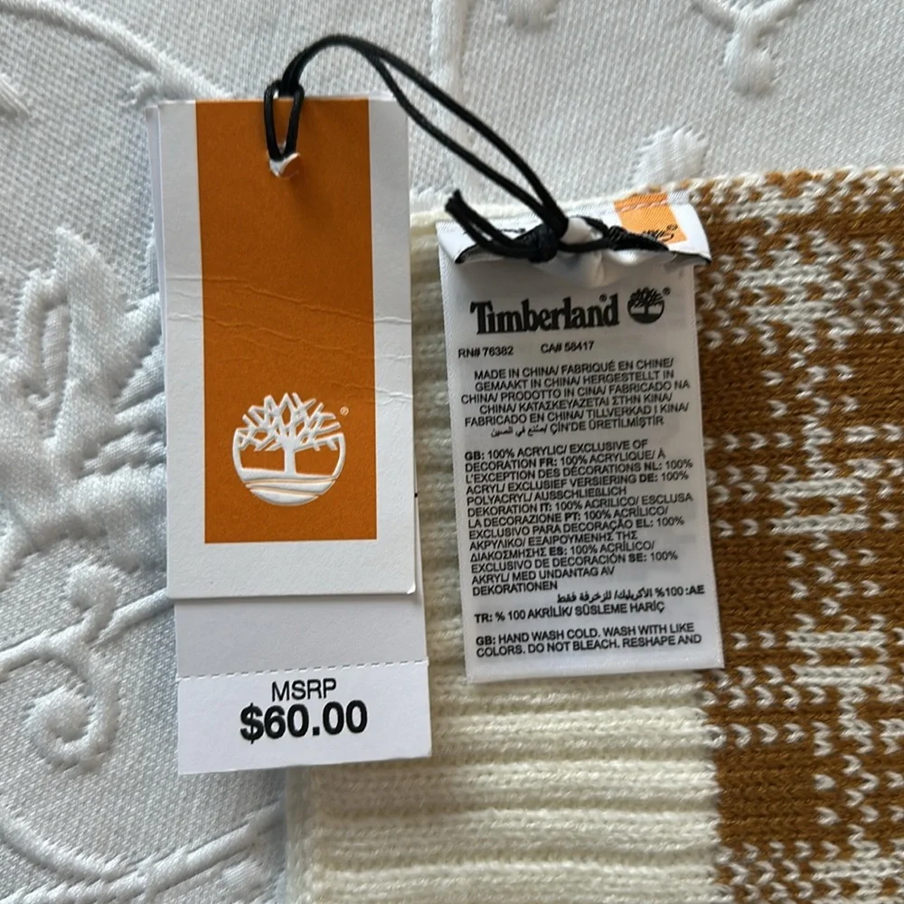 Timberland Plaid Scarf in Butterscotch Gold and Cream 65